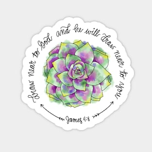 Draw near to God and he will draw near to you - James 4:8 watercolour succulent Sticker